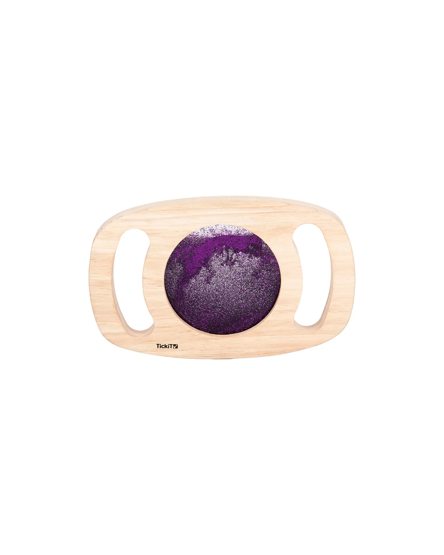 Gioco Sensoriale in Legno di Gomma FSC - Easy Hold - con Pannello Glitterato - Viola - 12m+