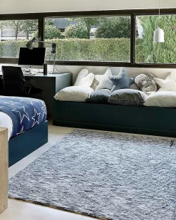 Grande Tappeto Lavabile Mix - Sfumature di Blu e Grigio - 100% Cotone (140 x 200 cm)