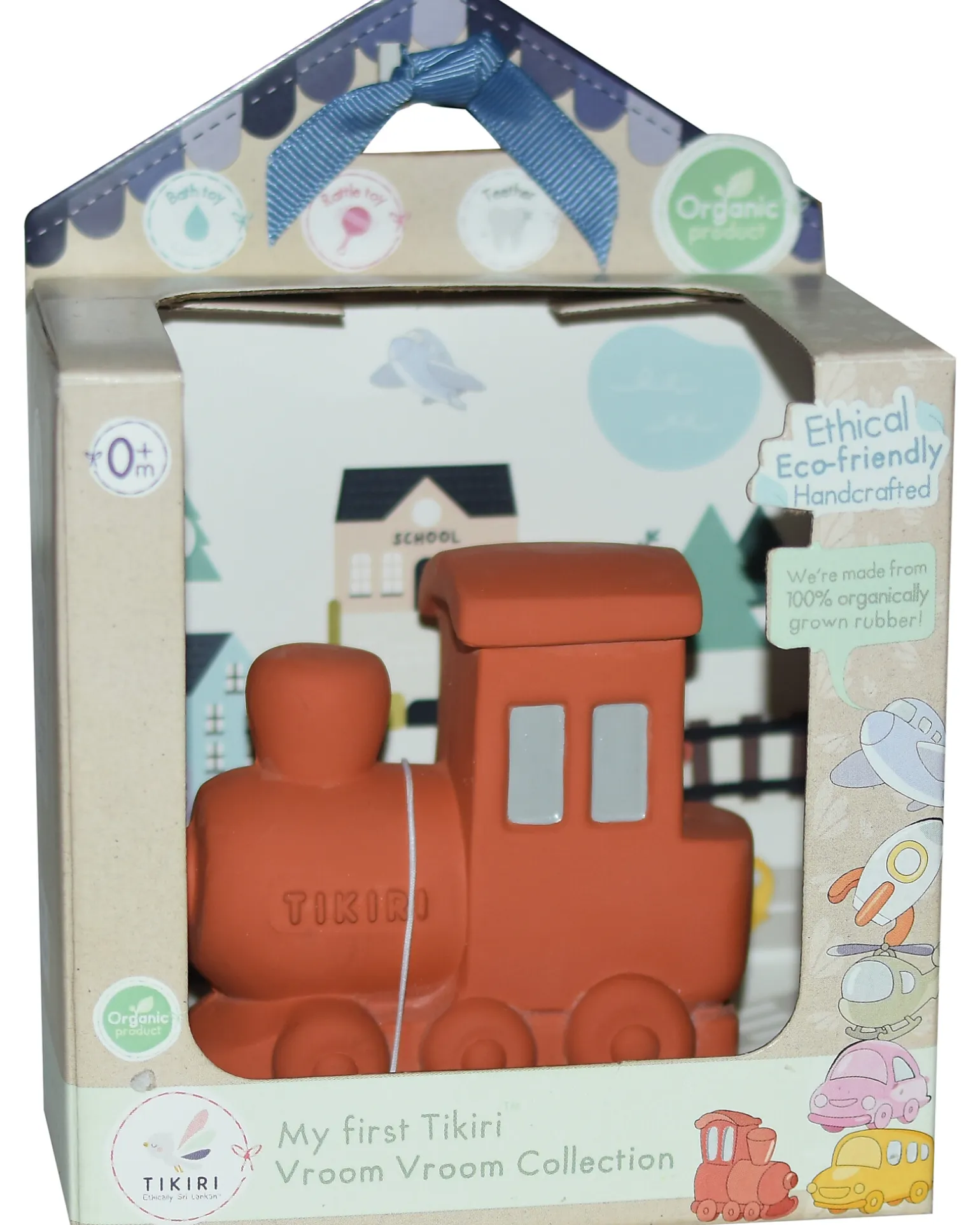 3-in-1 Sonaglio - Massaggiagengive - Gioco da Bagno - Treno - Vroom Vroom Friends - Confezione Regalo - 100% Caucciù Naturale