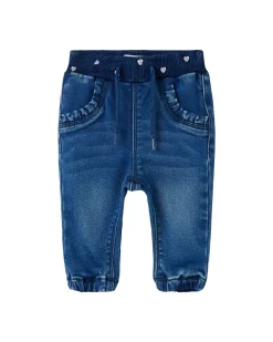 Jeans con Coulisse - Medium Blue Denim - Cuori - Cotone Bio