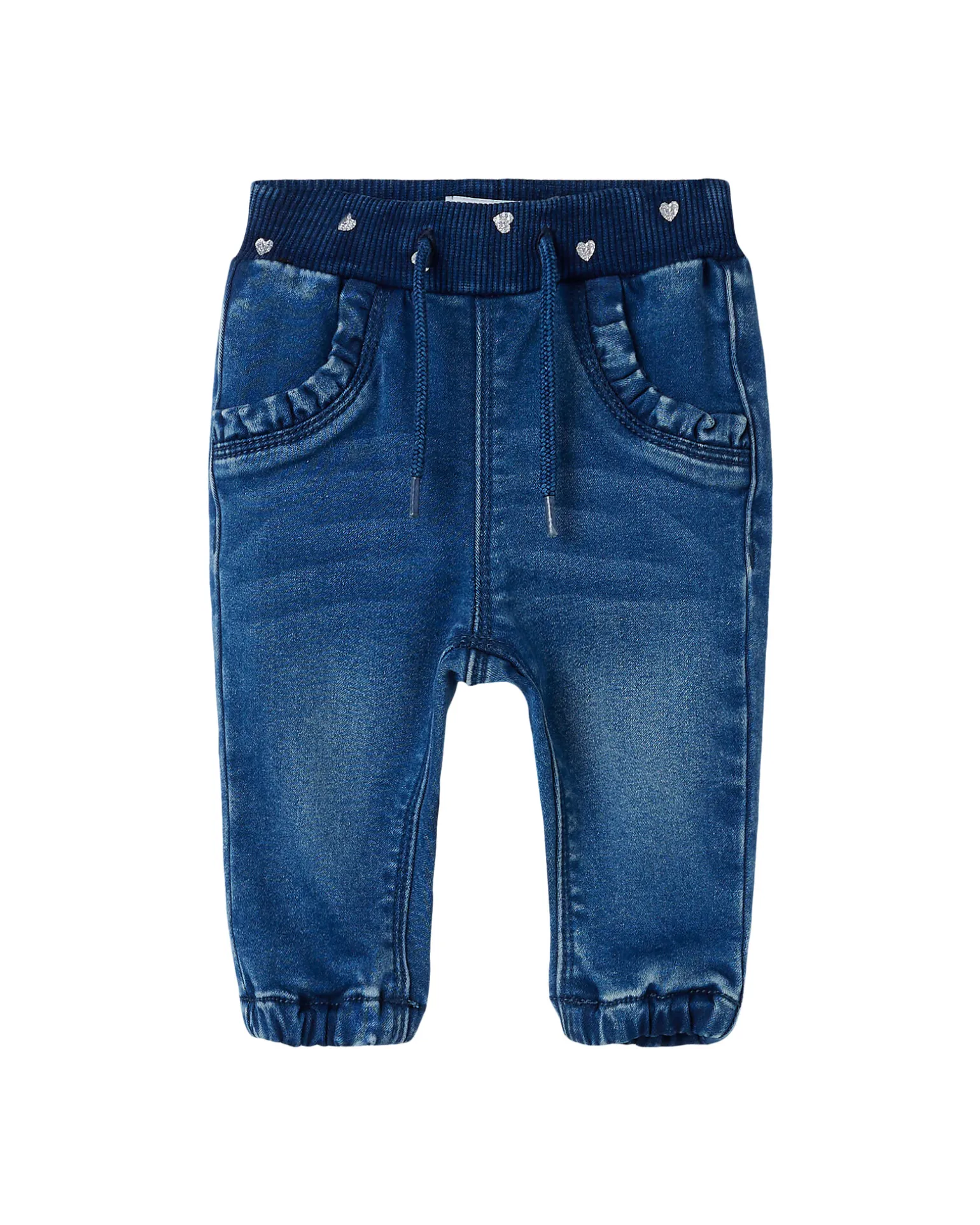 Jeans con Coulisse - Medium Blue Denim - Cuori - Cotone Bio