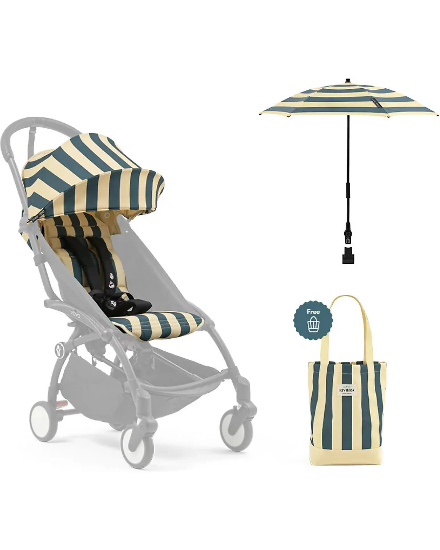 Kit Estivo Collezione Riviera - Monaco - Rivestimento per Passeggino YOYO3 + Parasole e Borsa in Omaggio