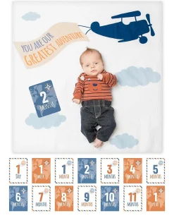 Kit Primo Anno Greatest Adventure - Copertina Swaddle in Mussola di Cotone + 14 Cards - Per i bebé più social!