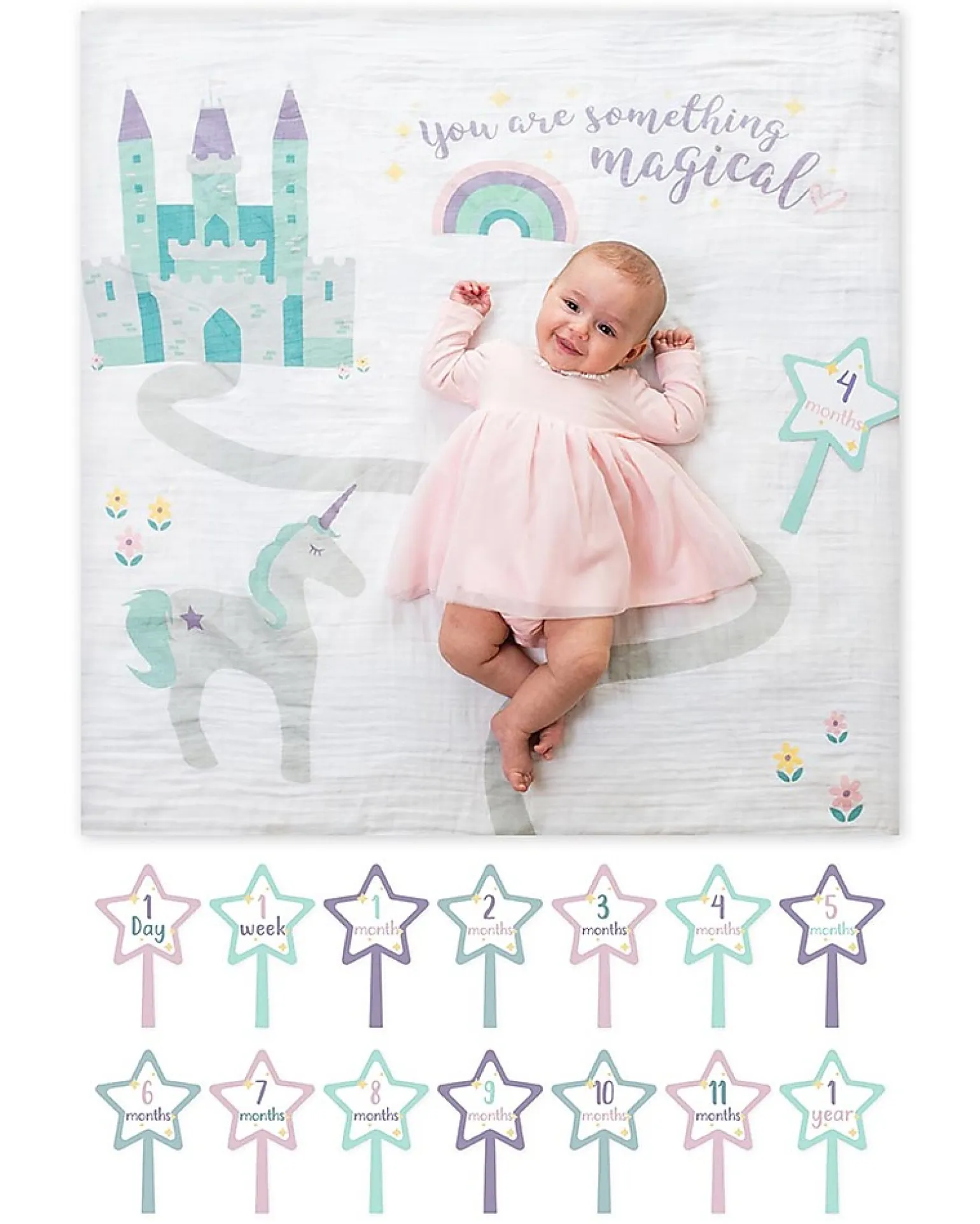 Kit Primo Anno Something Special - Copertina Swaddle in Mussola di Cotone + 14 Cards - Per i bebé più social!