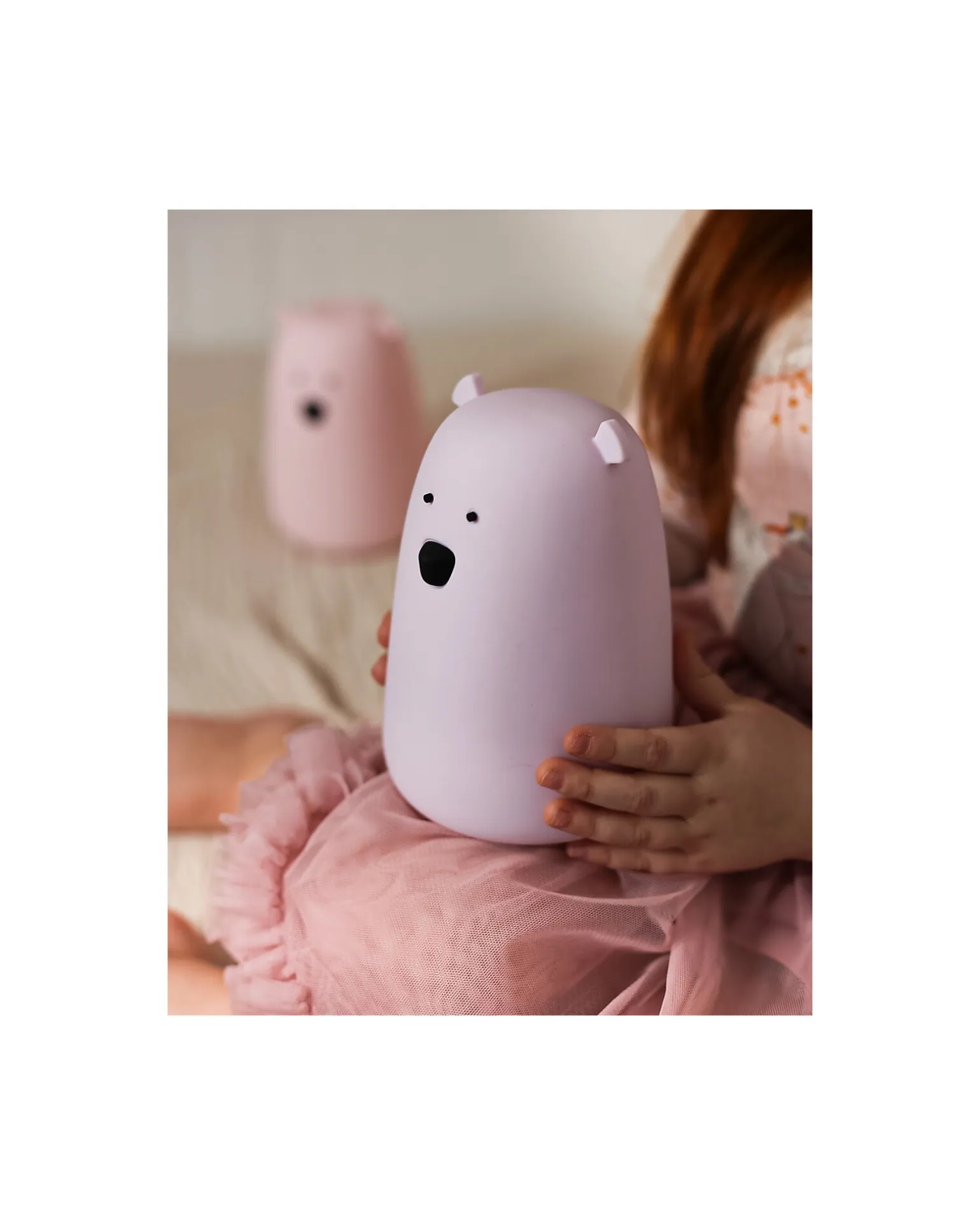 Lampada da Notte Orsetto - Lavanda - Morbido Silicone - 16x10.7 cm