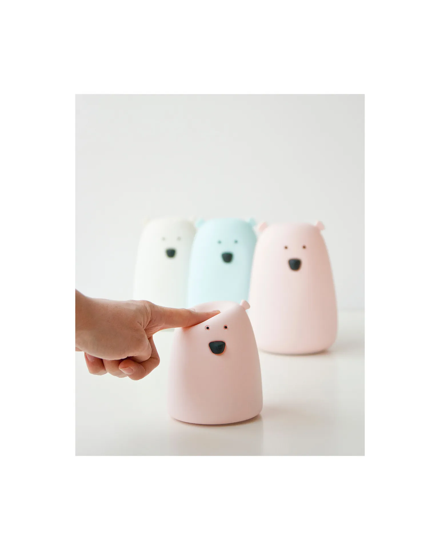 Lampada da Notte Orsetto - Rosa - Morbido Silicone - 16x10.7 cm