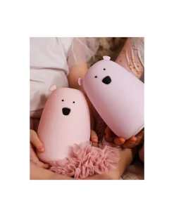 Lampada da Notte Orsetto - Rosa - Morbido Silicone - 16x10.7 cm
