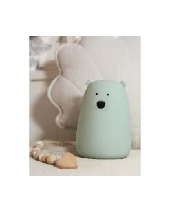 Lampada da Notte Orsetto - Salvia - Morbido Silicone - 16x10.7 cm