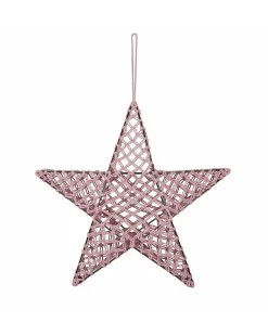 Lampada Stella Macramè 50 x 50 cm - Rosa Antico - Cotone e Metallo
