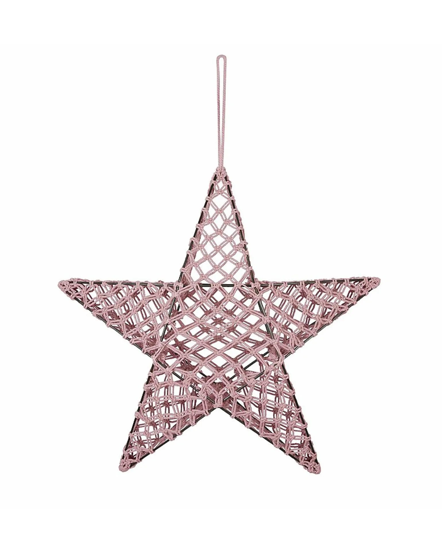 Lampada Stella Macramè 50 x 50 cm - Rosa Antico - Cotone e Metallo