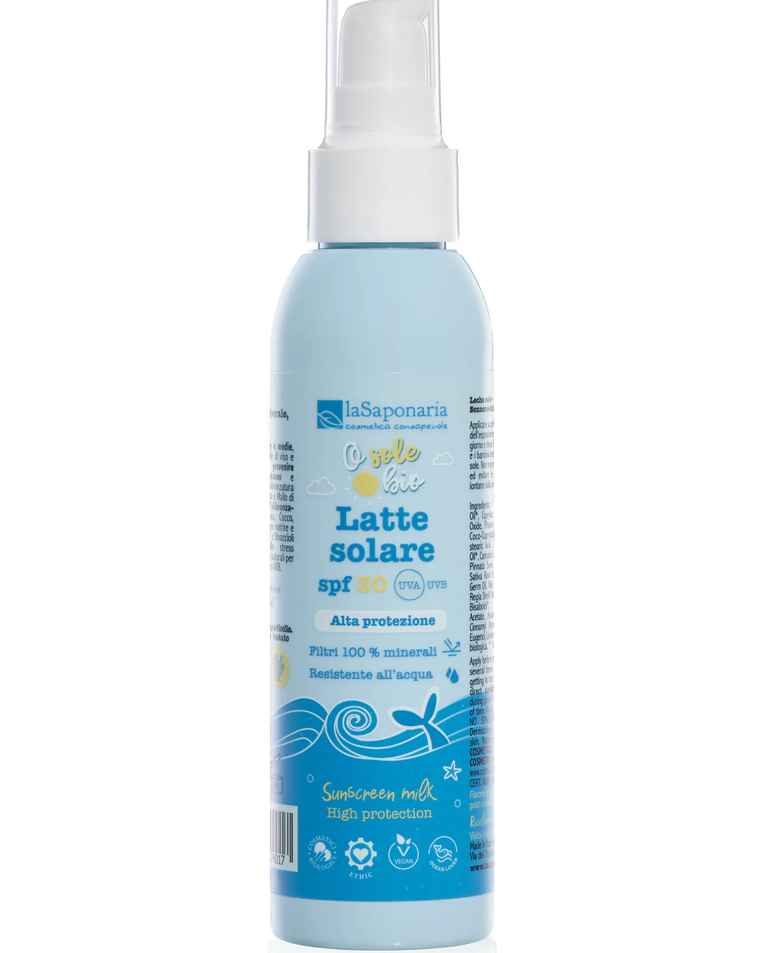 Latte Solare SPF30 - 125ml - Protezione Alta - 100% Filtri Minerali