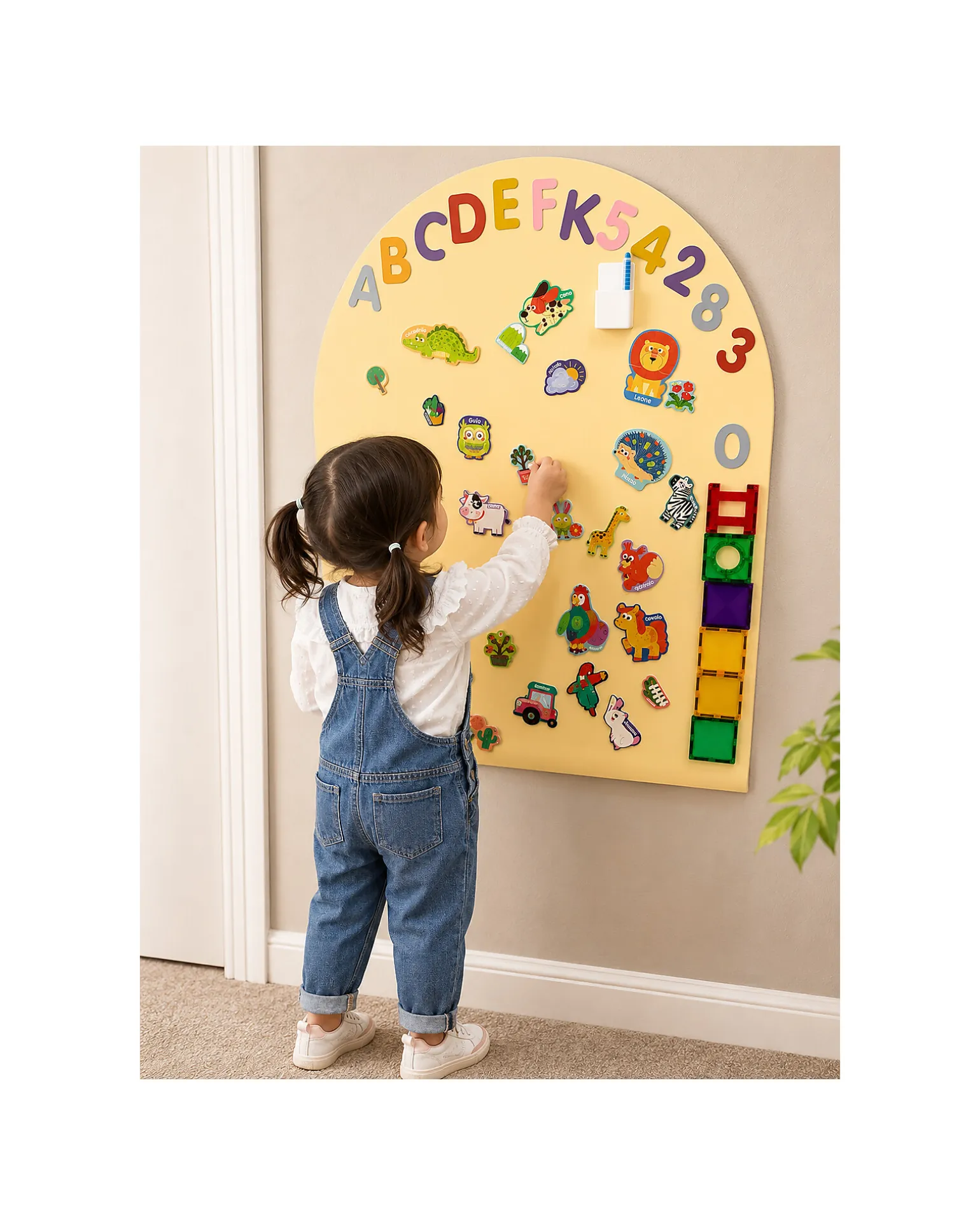 Lavagna Magnetica da Parete MagneKids™ - Arco - 95x60 cm - Sabbia - Installazione Facile Senza Fori