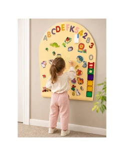 Lavagna Magnetica da Parete MagneKids™ - Arco - 95x60 cm - Sabbia - Installazione Facile Senza Fori