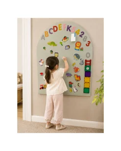 Lavagna Magnetica da Parete MagneKids™ - Arco - 95x60 cm - Verde Salvia - Installazione Facile Senza Fori