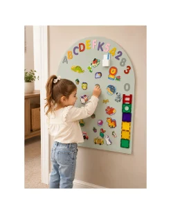 Lavagna Magnetica da Parete MagneKids™ - Arco - 95x60 cm - Verde Salvia - Installazione Facile Senza Fori