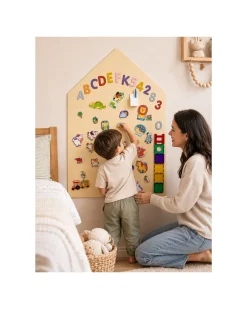 Lavagna Magnetica da Parete MagneKids™ - Casetta - 70x44 cm - Sabbia - Installazione Facile Senza Fori