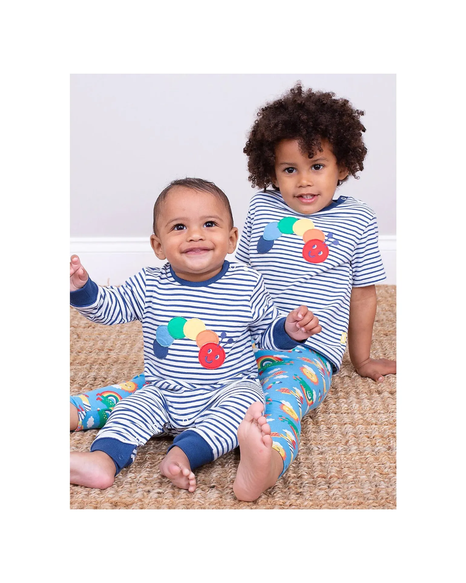 Leggins - Blu - Rainbow - con Vita Elasticizzata - Jersey di Cotone Bio