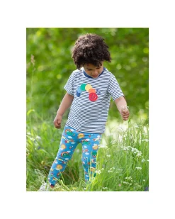 Leggins - Blu - Rainbow - con Vita Elasticizzata - Jersey di Cotone Bio