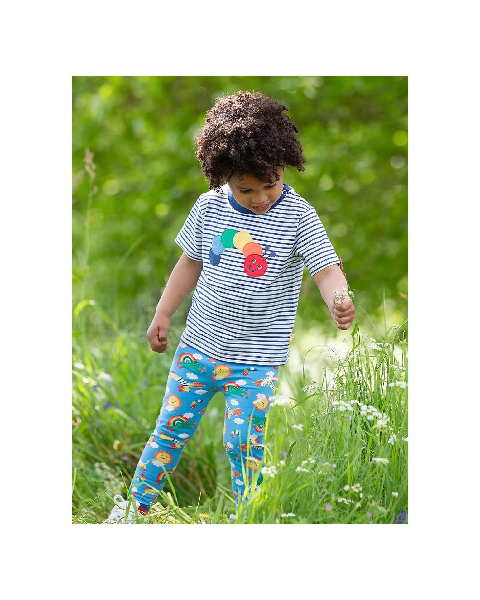 Leggins - Blu - Rainbow - con Vita Elasticizzata - Jersey di Cotone Bio
