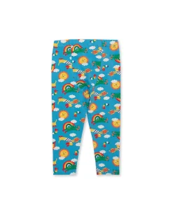 Leggins - Blu - Rainbow - con Vita Elasticizzata - Jersey di Cotone Bio