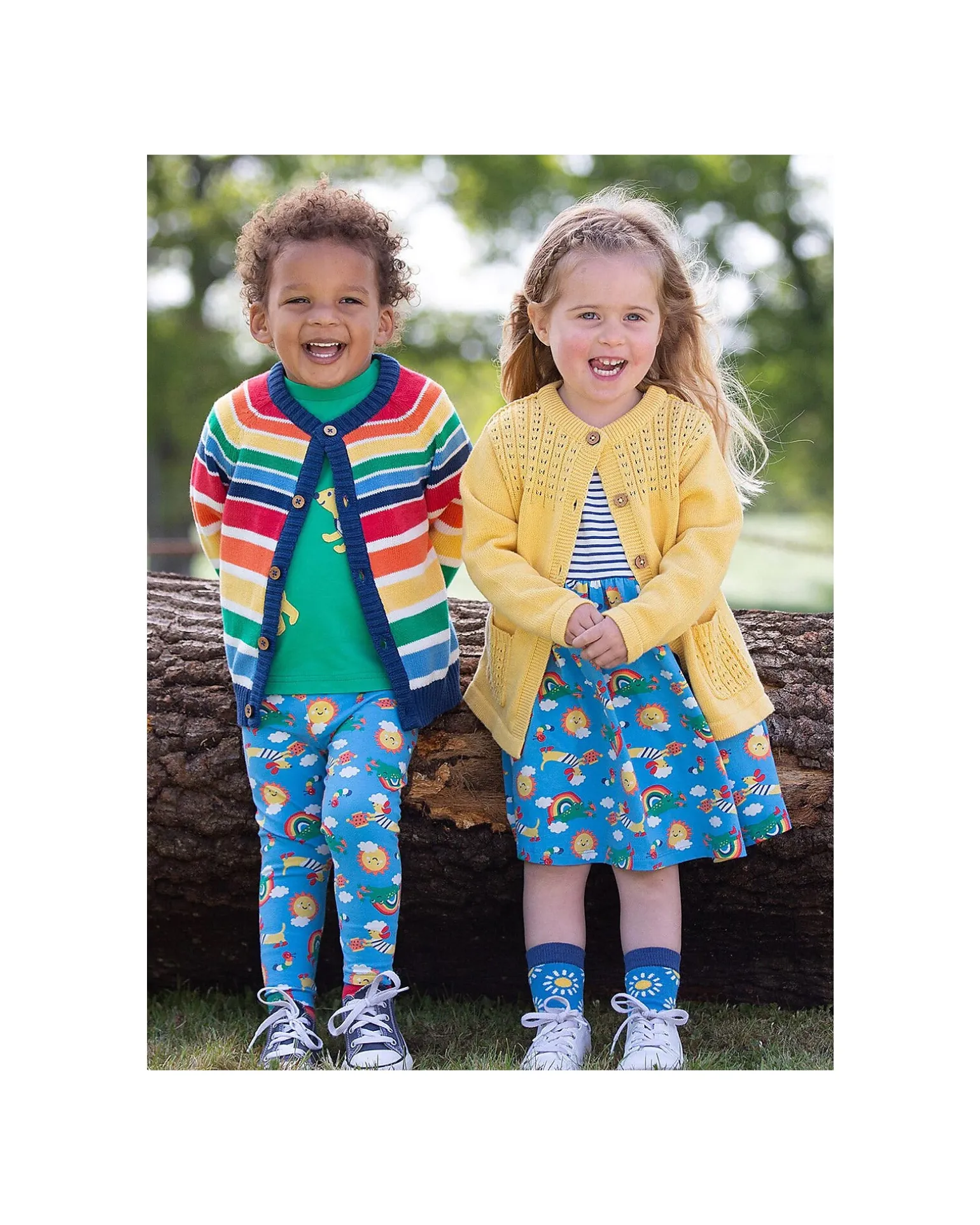 Leggins - Blu - Rainbow - con Vita Elasticizzata - Jersey di Cotone Bio
