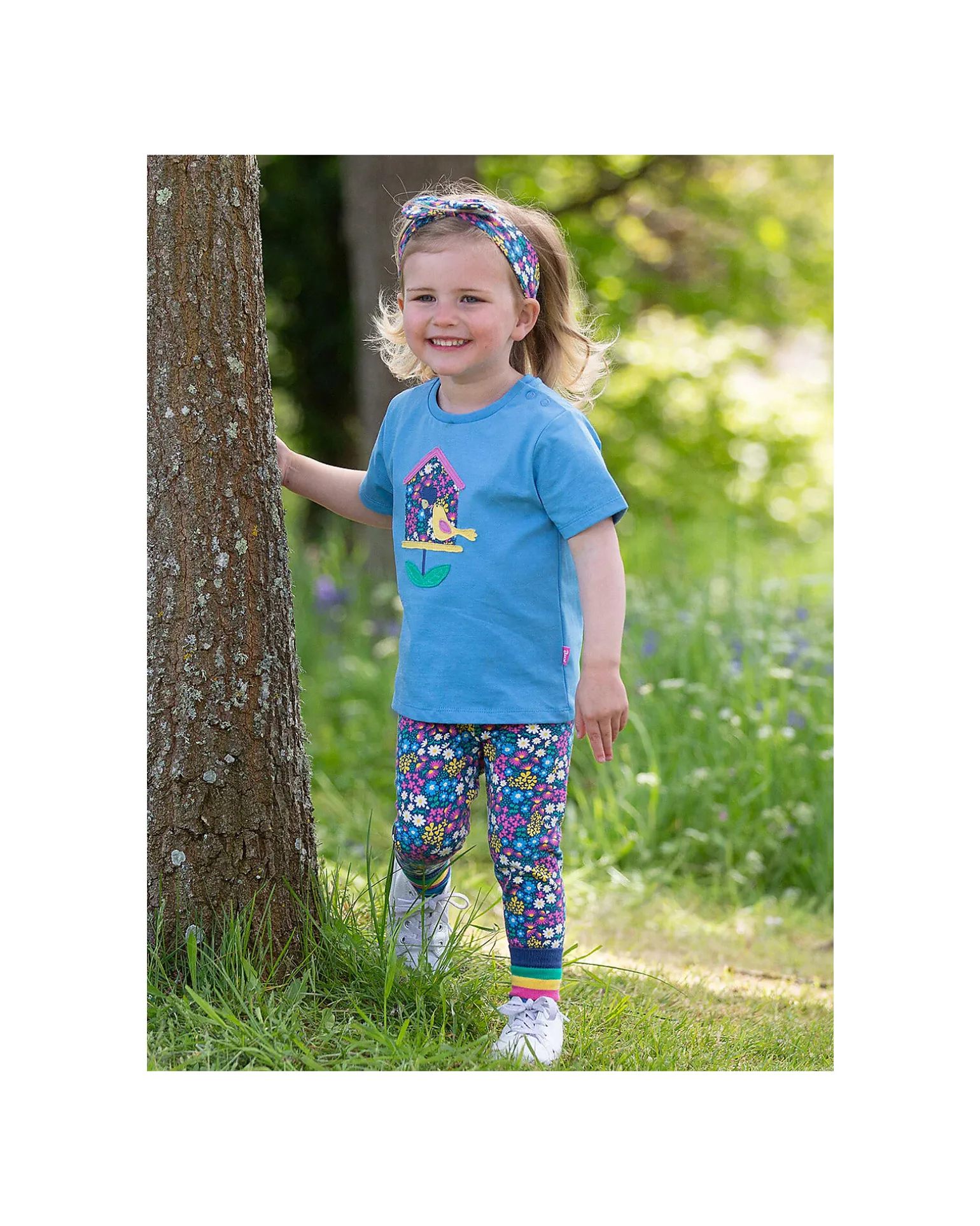 Leggins - Floreale - con Vita Elasticizzata - Jersey di Cotone Bio