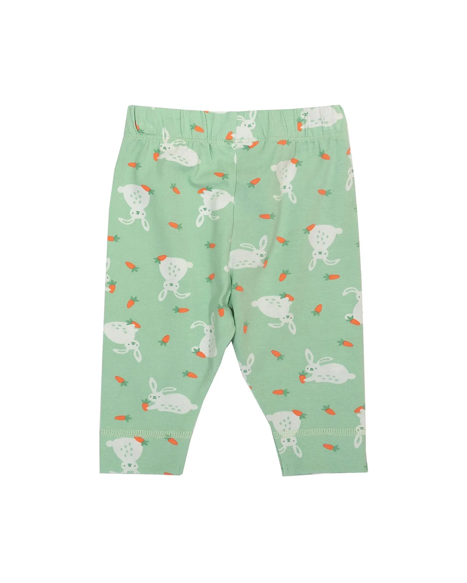 Leggins - Verde Chiaro - Stampa Coniglietti - con Vita Elasticizzata - Cotone Bio