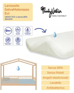Lenzuolo SalvaMaterasso Evi - 90x200 cm - 0m+ - OEKO-TEX e senza BPA