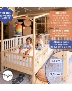 Letto Montessori Evolutivo Evi 4 in 1 - 200x90 cm - Tutto incluso - dalla Nascita a 99 anni