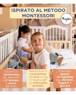 Letto Montessori Evolutivo Evi 4 in 1 - 200x90 cm - Tutto incluso - dalla Nascita a 99 anni