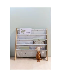 Libreria Frontale Montessoriana - Terrazzo Grigio Chiaro - Poliestere Riciclato - 61x63 x25,4 cm
