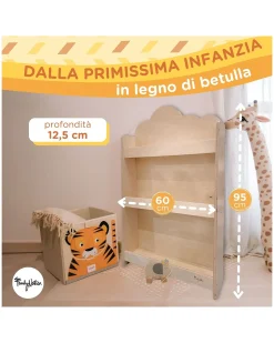 Libreria Montessori Frontale - Cloud - Legno di Betulla - Natural