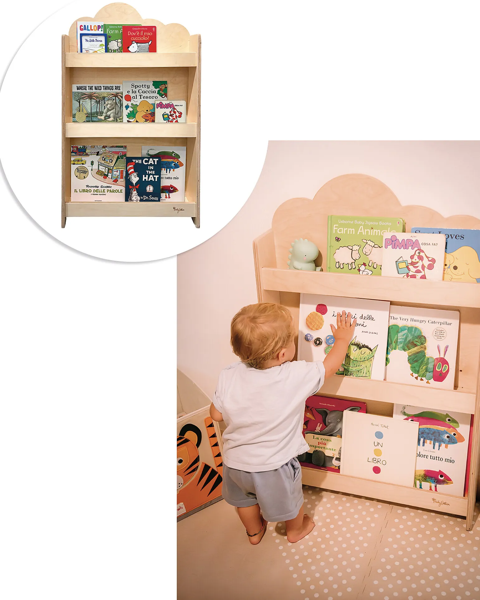 Libreria Montessori Frontale - Cloud - Legno di Betulla - Natural