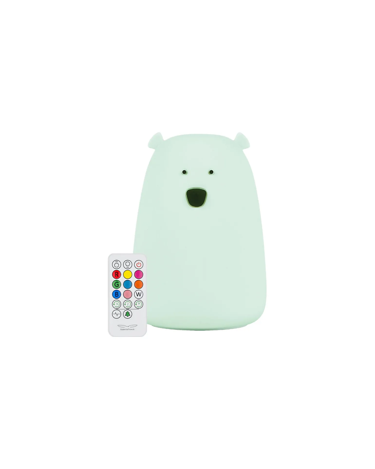 Luce da Notte Orsetto in Morbido Silicone - Verde Chiaro - Con Telecomando