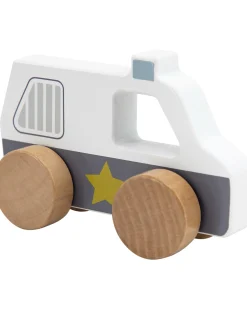 Macchina della Polizia Giocattolo in Legno - Bianco/Blu - 18+ m