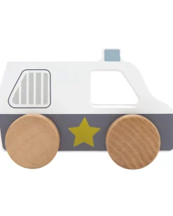 Macchina della Polizia Giocattolo in Legno - Bianco/Blu - 18+ m