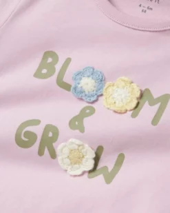 Maglia a Maniche Lunghe con Stampa Frontale - Lilla - Cotone Biologico