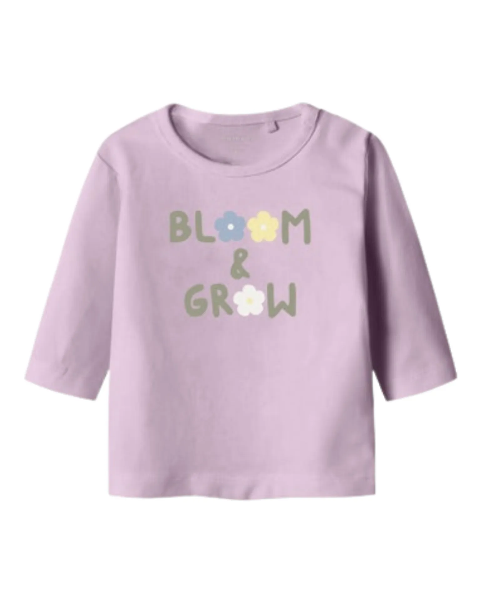 Maglia a Maniche Lunghe con Stampa Frontale - Lilla - Cotone Biologico