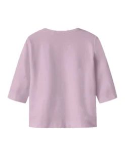 Maglia a Maniche Lunghe con Stampa Frontale - Lilla - Cotone Biologico