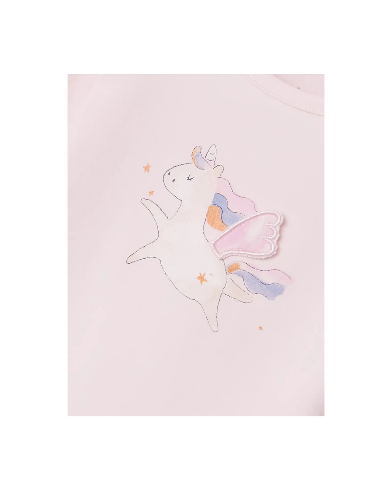 Maglia a Maniche Lunghe con Stampa Unicorno - Malva - Cotone Biologico