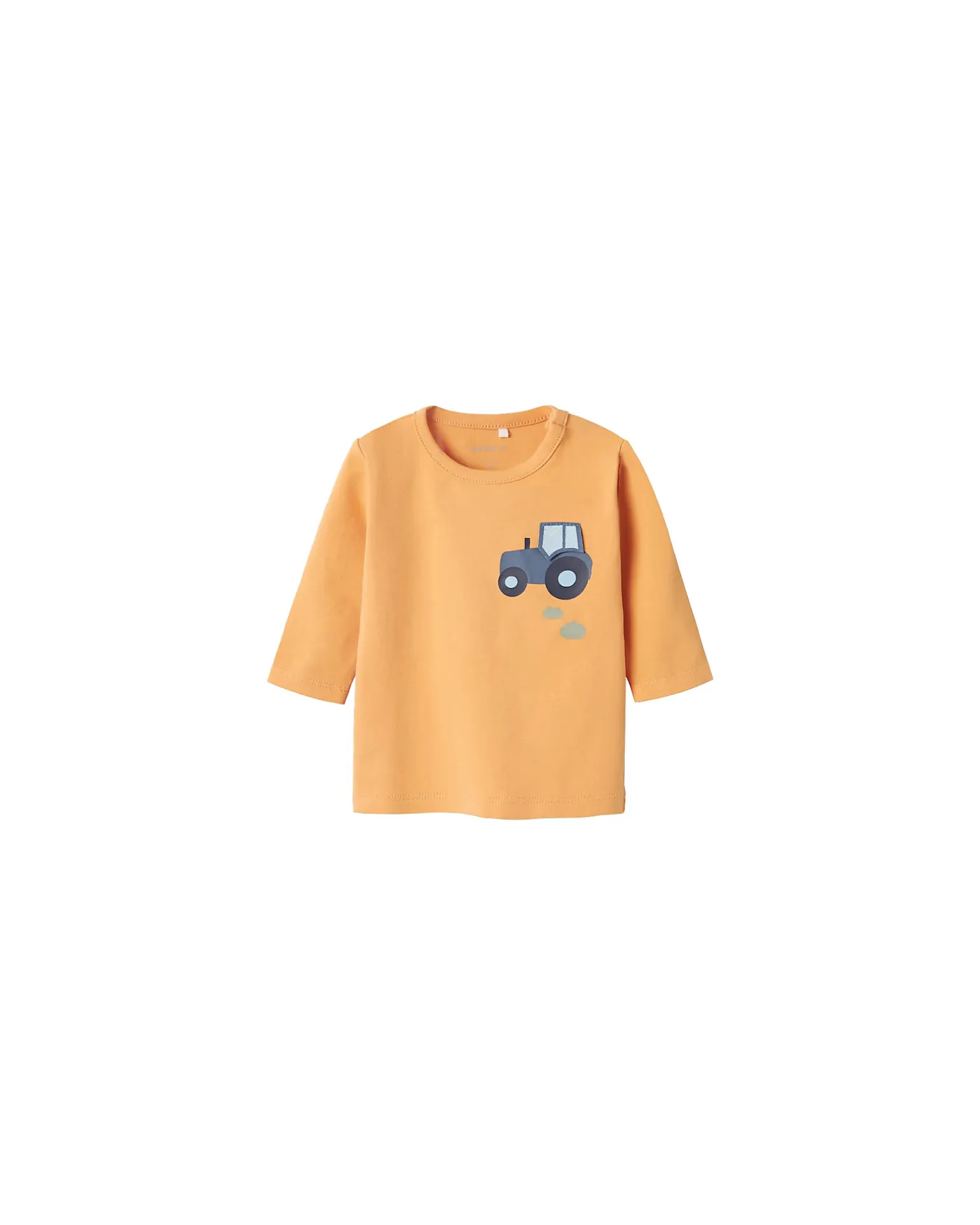 Maglia a Maniche Lunghe con Stampa Frontale - Arancione - Cotone Biologico