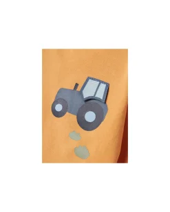Maglia a Maniche Lunghe con Stampa Frontale - Arancione - Cotone Biologico