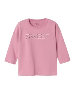 Maglia a Maniche Lunghe con Stampa Frontale 'Sweet' - Malva - Cotone Biologico e Trattamento Eco