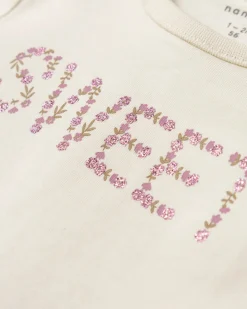 Maglia a Maniche Lunghe con Stampa Frontale 'Sweet' - Crema - Cotone Biologico e Trattamento Eco