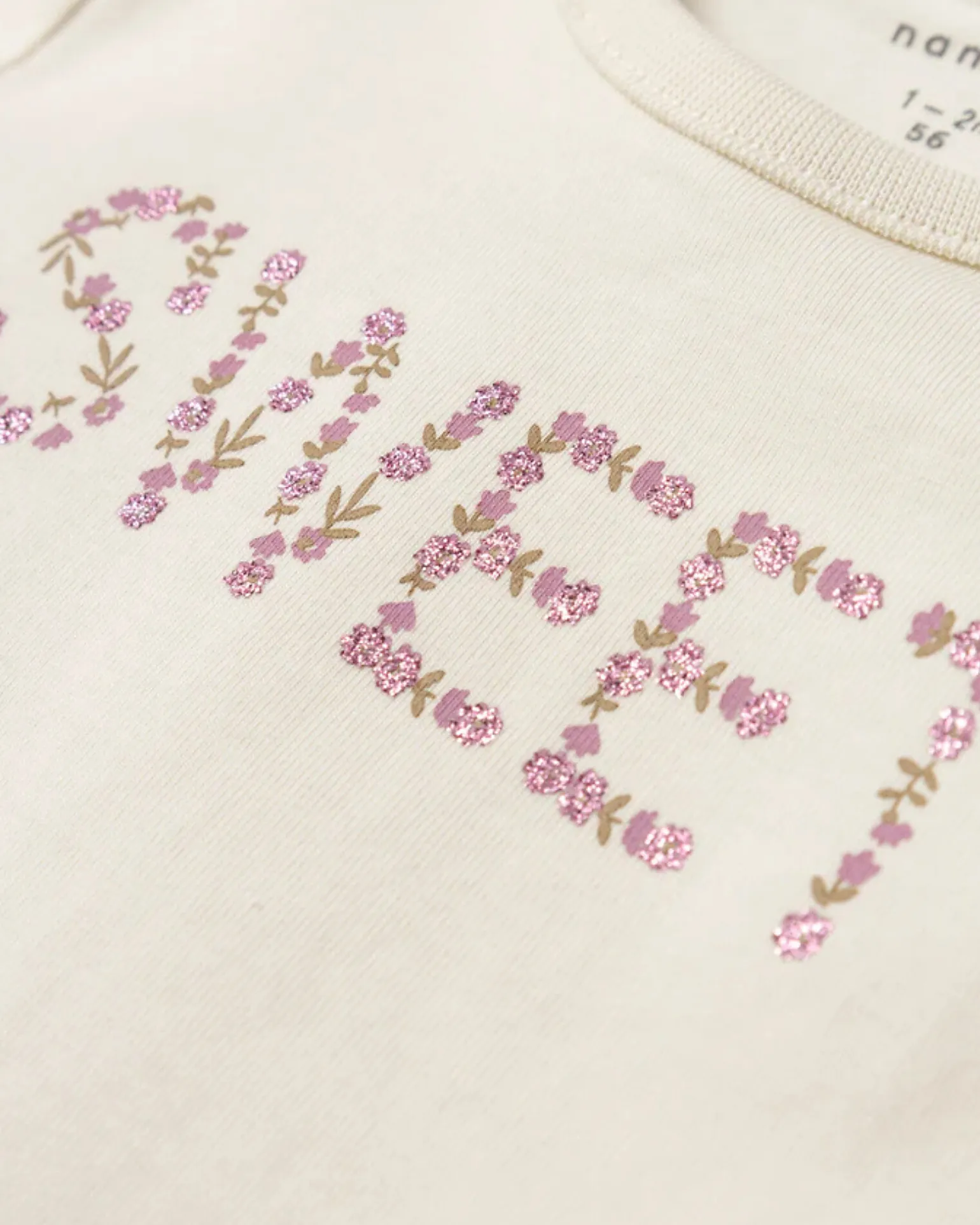 Maglia a Maniche Lunghe con Stampa Frontale 'Sweet' - Crema - Cotone Biologico e Trattamento Eco