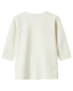 Maglia a Maniche Lunghe con Stampa Frontale - Bianco - Cotone Biologico