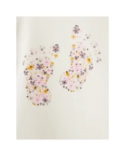 Maglia Maniche Lunghe - Panna - Fiori - Cotone Bio