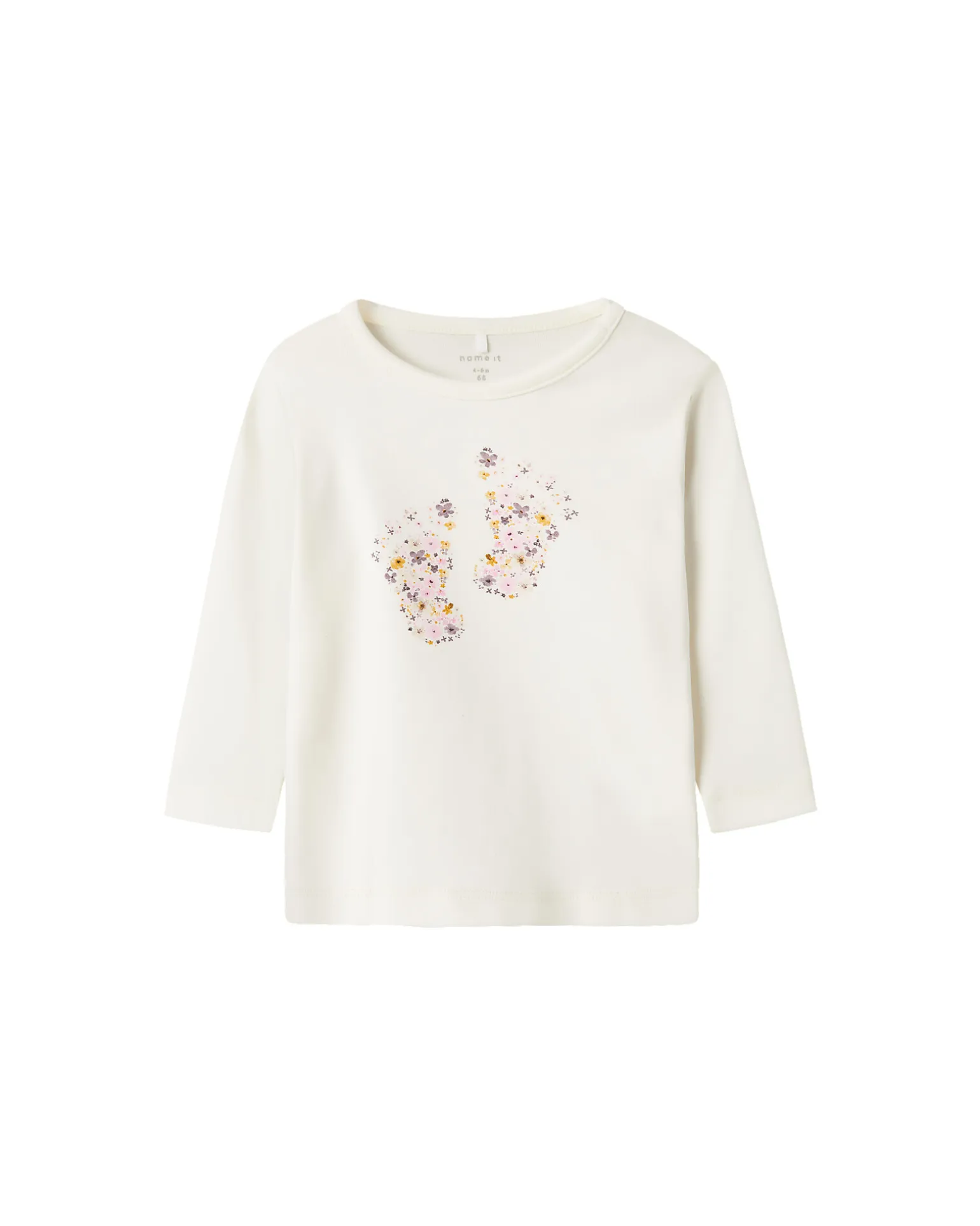 Maglia Maniche Lunghe - Panna - Fiori - Cotone Bio