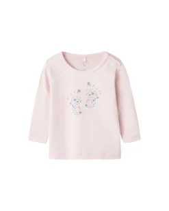 Maglia Maniche Lunghe - Rosa - Fiori - Cotone Bio