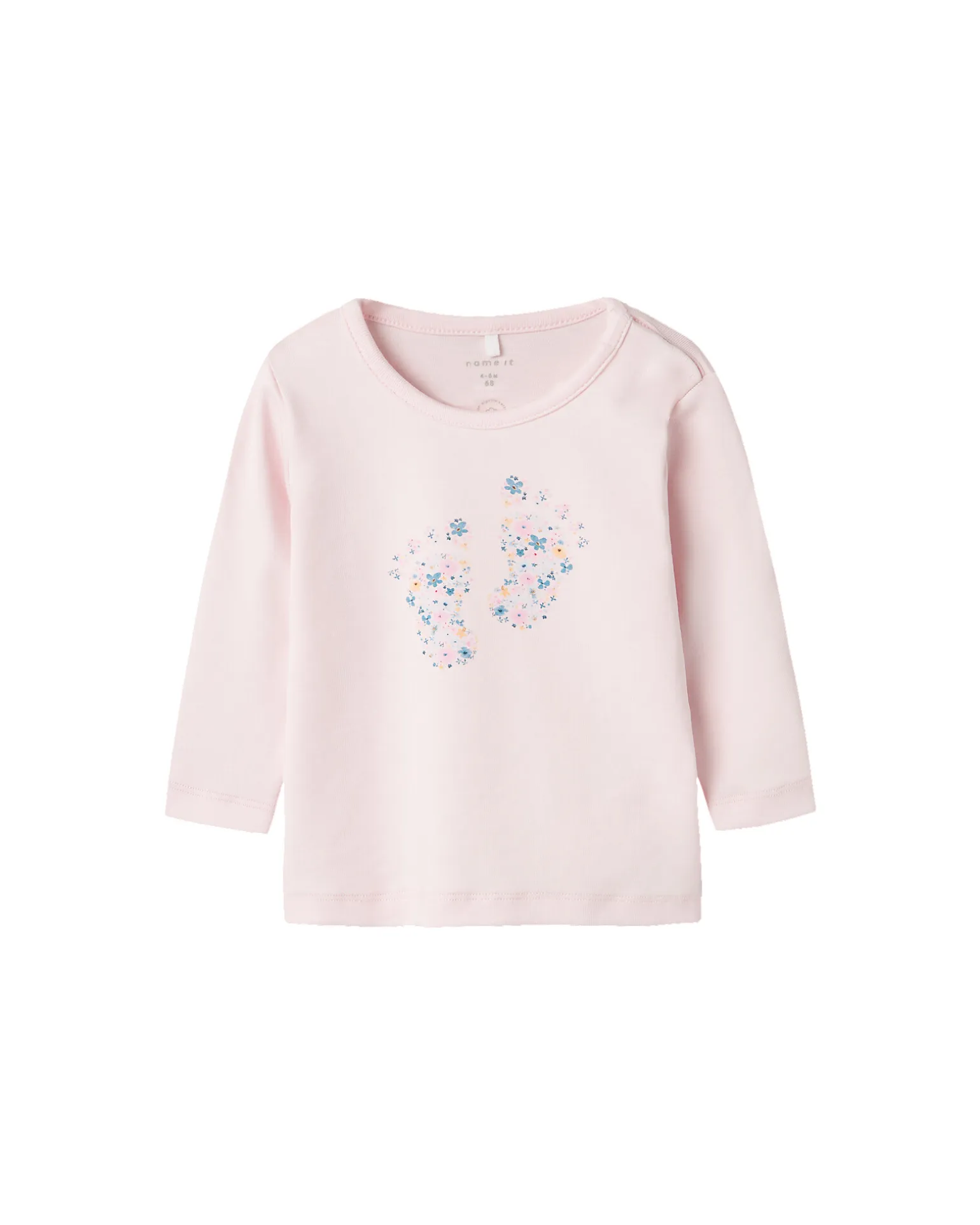 Maglia Maniche Lunghe - Rosa - Fiori - Cotone Bio